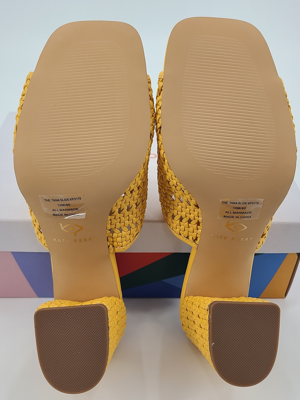 Katy Perry Collections Yellow Woven Block Heel Mules Size 10 - Picture 7 of 10